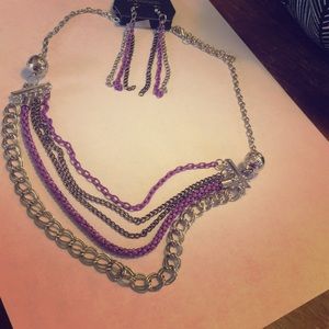 Purple necklace & earrings